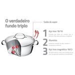 JogodePanelasTramontinaAllegra5PecasemAcoInoxcomFundoTriploeTampasdeInox