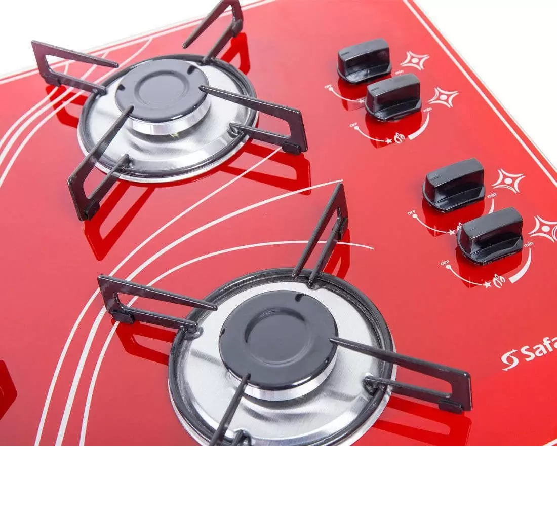 Cooktop Safanelli 4 Bocas Lines Vermelho FCV402 Bivolt Friopecas