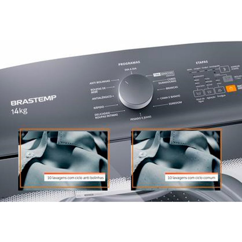 LavadoraBrastemp14KgcomCicloTiraManchasAdvancedeCicloAntibolinhaBrancaBWK14AB–127Volts