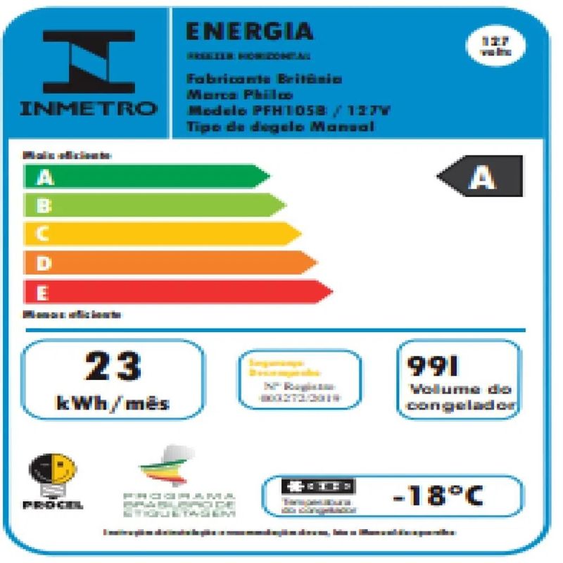 FreezerHorizontal2em1Philco99LitrosBrancoPFH105B220Volts