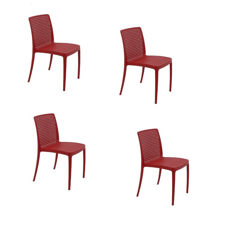 Conjuntode4CadeirasTramontinaIsabelleemPolipropilenoeFibradeVidroVermelha