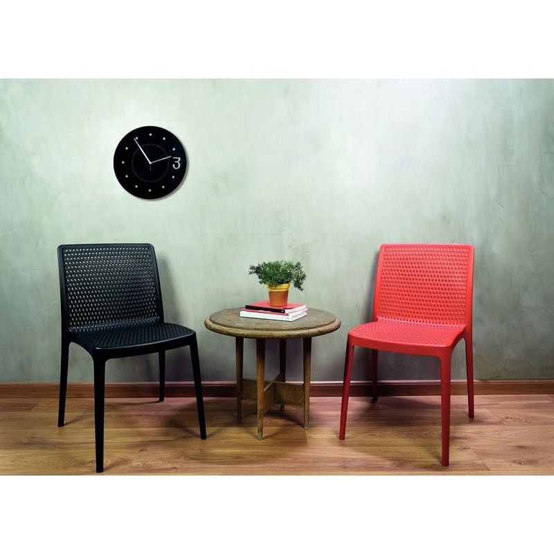 Conjuntode4CadeirasTramontinaIsabelleemPolipropilenoeFibradeVidroVermelha