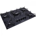 CooktopAtlas5BocasAgileUpGlassTCcomAcendimentoSuperautomaticoeMesadeVidroPreto