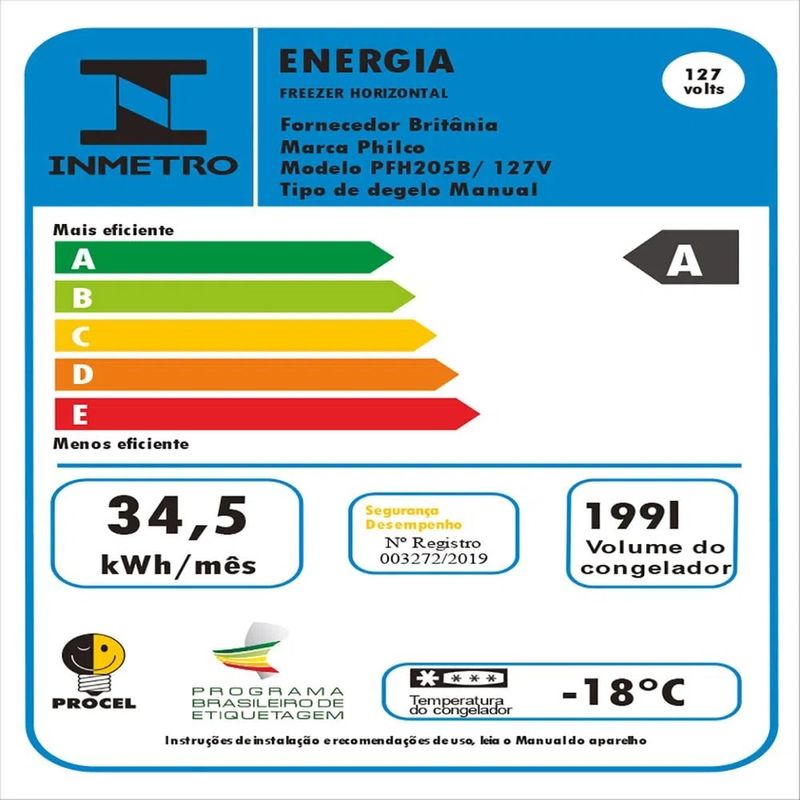 FreezerHorizontalPhilco199Litros1PortaBrancoPFH205B220Volts