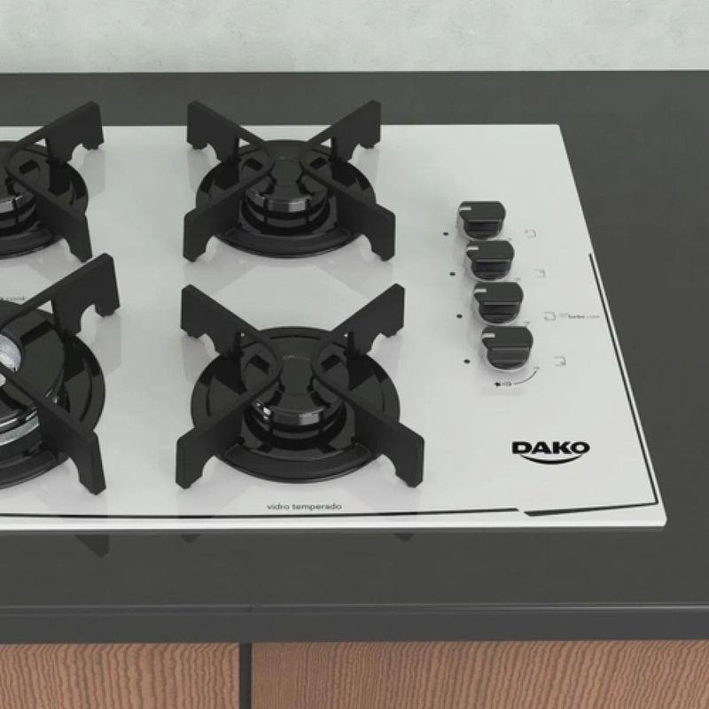 CooktopDako4BocasGlassTurboCookcomMesadeVidroeTriplaChamaBranco
