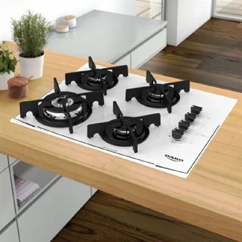 CooktopDako4BocasGlassTurboCookcomMesadeVidroeTriplaChamaBranco