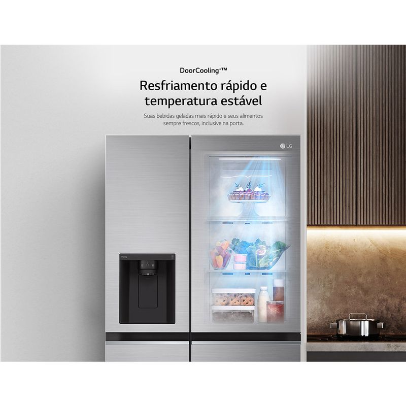 Refrigerador-Smart-LG-611-Litros-Side-by-Side-Uvnano-Aco-Escovado---GC-L257SLP1-–-220-volts