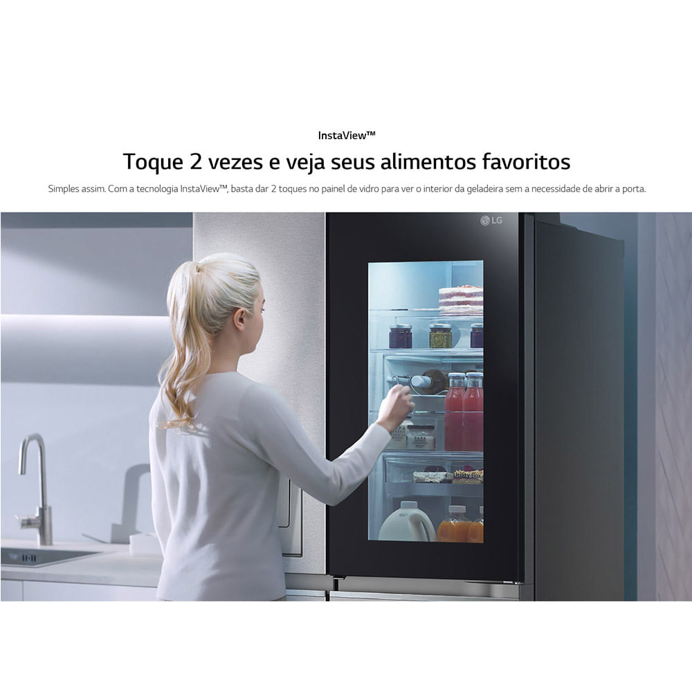 Refrigerador-Smart-LG-598-Litros-Side-by-Side-InstaView-Craft-Ice-Uvnano-Aco-Escovado-GC-X257CSH1---220-Volts