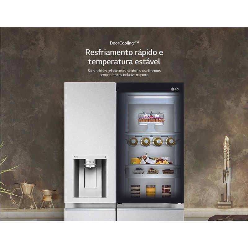 RefrigeradorSmartLG598LitrosSidebySideInstaViewCraftIceUvnanoAcoEscovadoGCX257CSH1220Volts