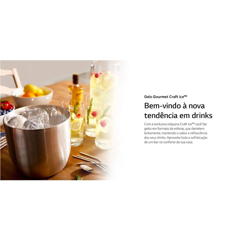 RefrigeradorSmartLG598LitrosSidebySideInstaViewCraftIceUvnanoAcoEscovadoGCX257CSH1220Volts