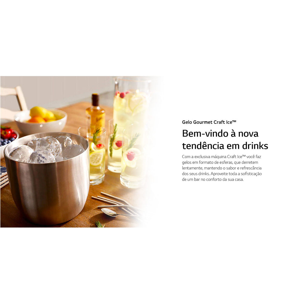 Refrigerador-Smart-LG-598-Litros-Side-by-Side-InstaView-Craft-Ice-Uvnano-Aco-Escovado-GC-X257CSH1---220-Volts