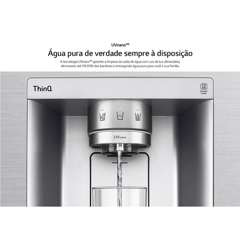 RefrigeradorSmartLG598LitrosSidebySideInstaViewCraftIceUvnanoAcoEscovadoGCX257CSH1220Volts