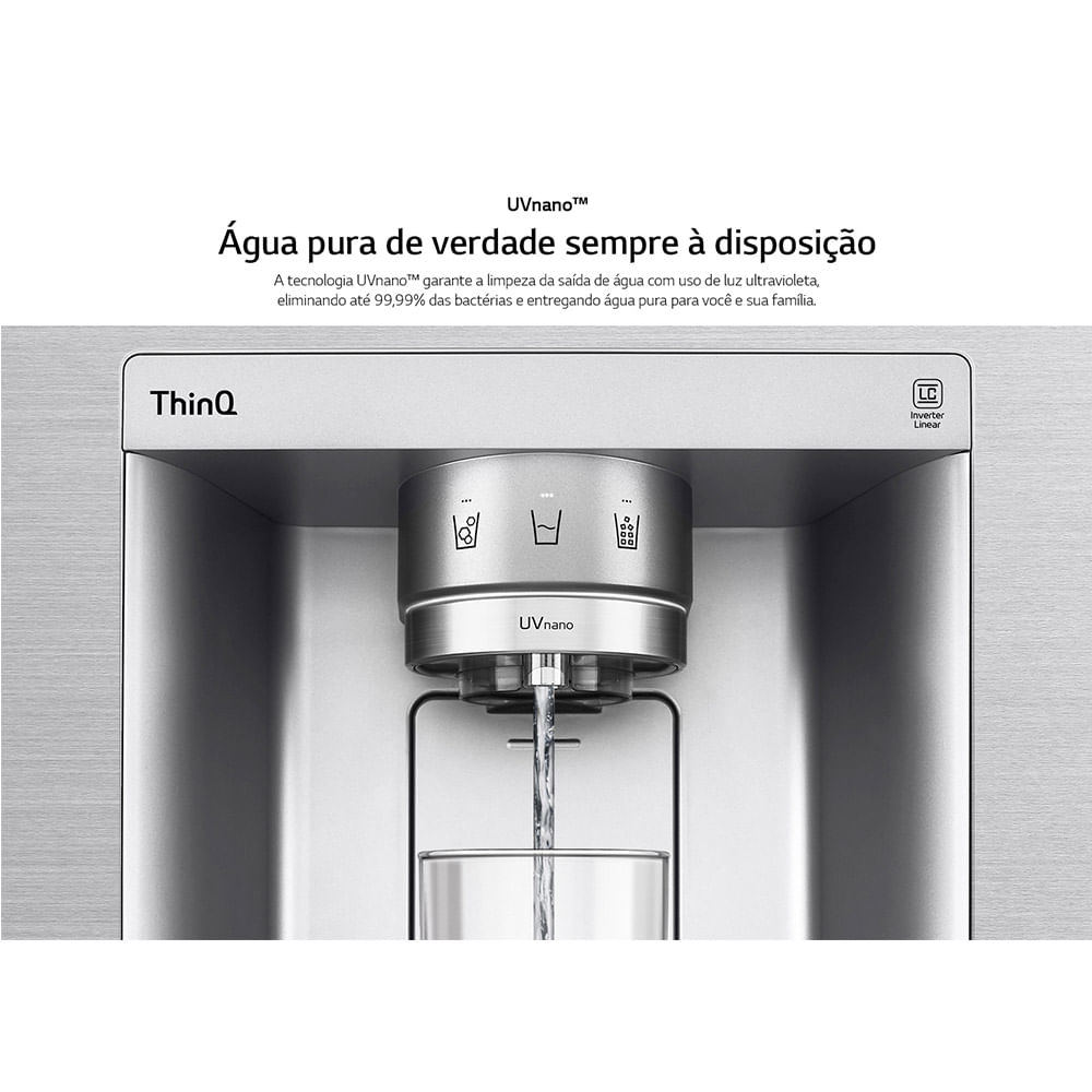 Refrigerador-Smart-LG-598-Litros-Side-by-Side-InstaView-Craft-Ice-Uvnano-Aco-Escovado-GC-X257CSH1---220-Volts