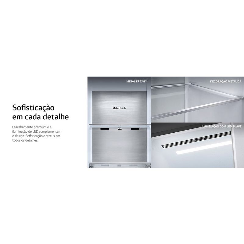 RefrigeradorSmartLG598LitrosSidebySideInstaViewCraftIceUvnanoAcoEscovadoGCX257CSH1220Volts