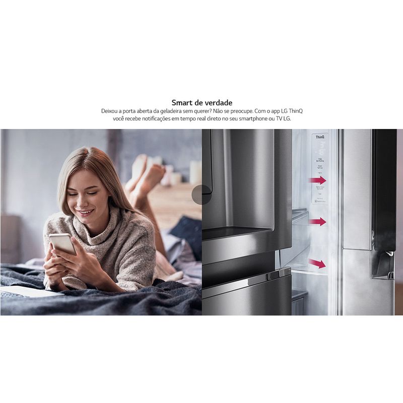 RefrigeradorSmartLG598LitrosSidebySideInstaViewCraftIceUvnanoAcoEscovadoGCX257CSH1220Volts