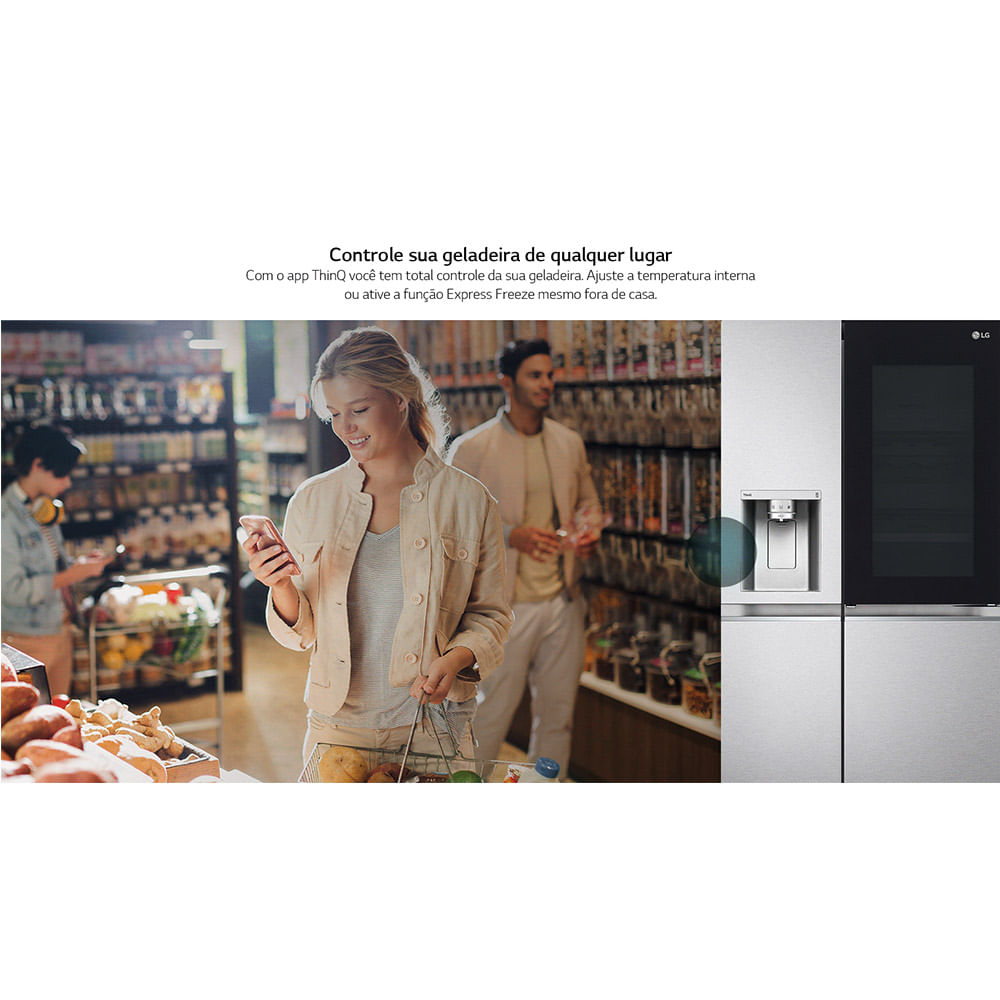 Refrigerador-Smart-LG-598-Litros-Side-by-Side-InstaView-Craft-Ice-Uvnano-Aco-Escovado-GC-X257CSH1---220-Volts