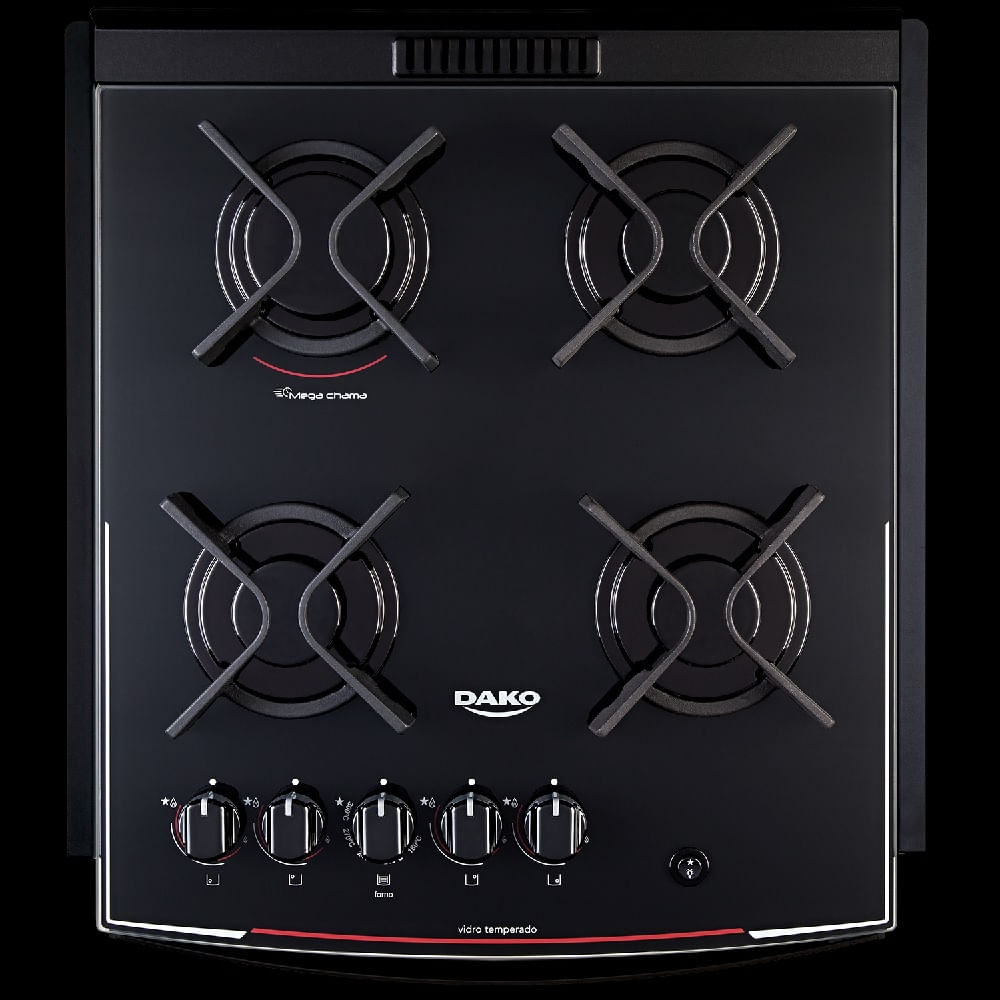 Fogao-de-Embutir-Dako-4-Bocas-Turbo-Glass-Preto---Bivolt