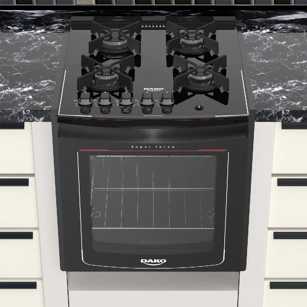 Fogao-de-Embutir-Dako-4-Bocas-Turbo-Glass-Preto---Bivolt