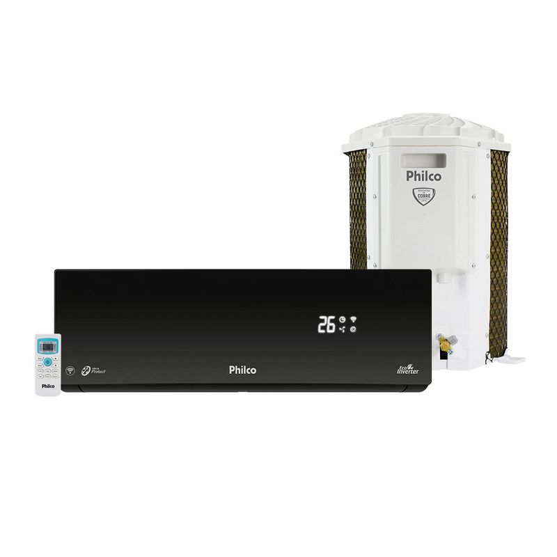 ArCondicionadoSplitHiWallInverterPhilcoBlack9000BTUhFrioPAC9000ITFM12W220Volts