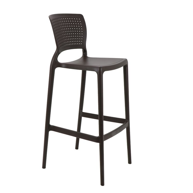 Conjuntode4CadeirasPlasticasTramontinaSafiraAltaBaremPolipropilenoeFibradeVidroMarron