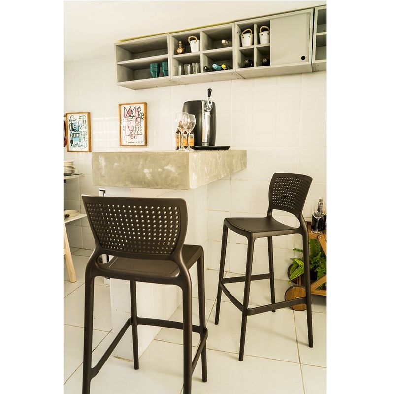 Conjuntode4CadeirasPlasticasTramontinaSafiraAltaBaremPolipropilenoeFibradeVidroMarron