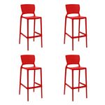 Conjuntode4CadeirasPlasticasTramontinaSafiraAltaBaremPolipropilenoeFibradeVidroVermelho