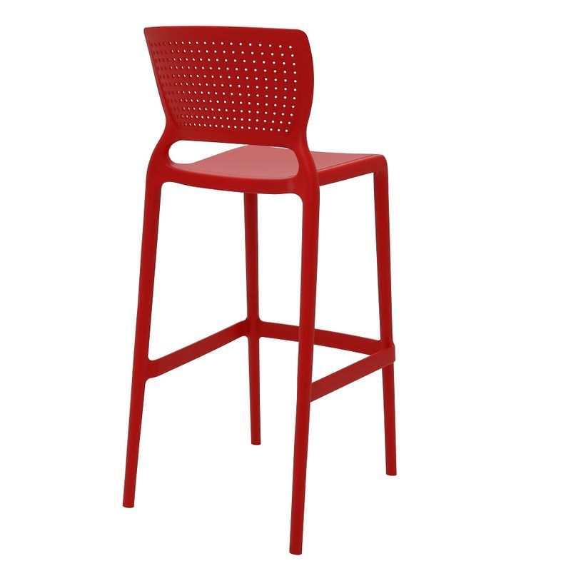 Conjuntode4CadeirasPlasticasTramontinaSafiraAltaBaremPolipropilenoeFibradeVidroVermelho