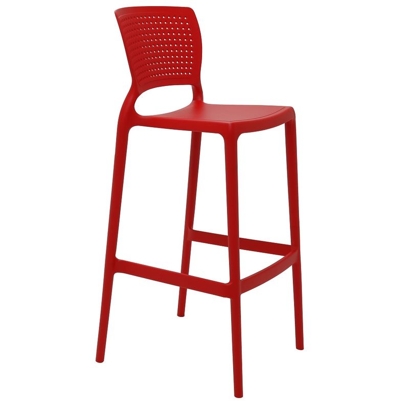 Conjuntode4CadeirasPlasticasTramontinaSafiraAltaBaremPolipropilenoeFibradeVidroVermelho