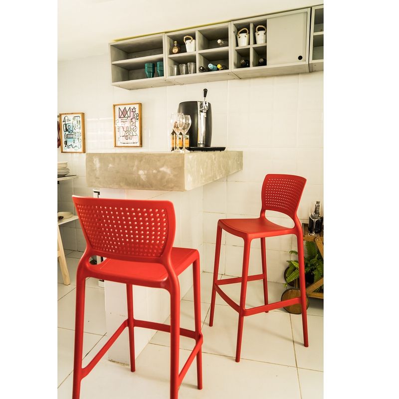 Conjuntode4CadeirasPlasticasTramontinaSafiraAltaBaremPolipropilenoeFibradeVidroVermelho