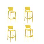 Conjuntode4CadeirasPlasticasTramontinaSafiraAltaBaremPolipropilenoeFibradeVidroAmarela