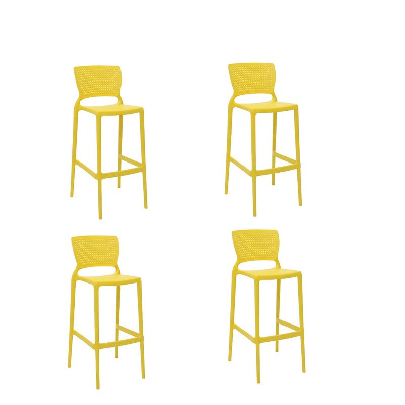 Conjuntode4CadeirasPlasticasTramontinaSafiraAltaBaremPolipropilenoeFibradeVidroAmarela