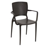 Conjuntode4CadeirasPlasticasTramontinaSafiraemPolipropilenoeFibradeVidrocomBracosMarron