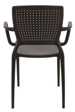 Conjuntode4CadeirasPlasticasTramontinaSafiraemPolipropilenoeFibradeVidrocomBracosMarron