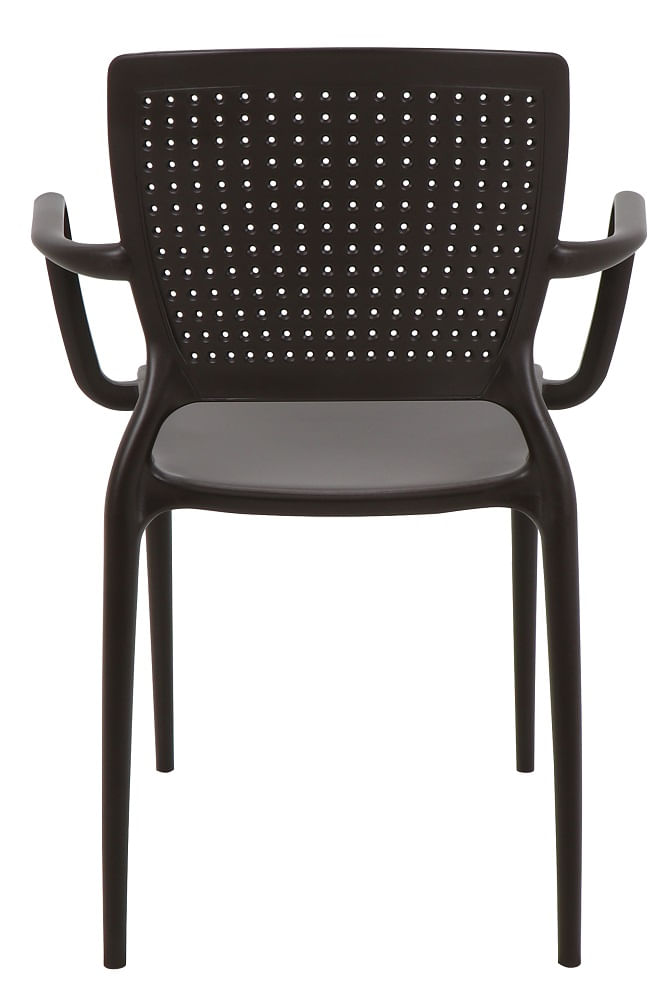 Conjuntode4CadeirasPlasticasTramontinaSafiraemPolipropilenoeFibradeVidrocomBracosMarron