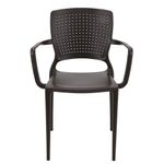 Conjuntode4CadeirasPlasticasTramontinaSafiraemPolipropilenoeFibradeVidrocomBracosMarron