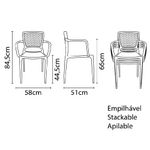 Conjuntode4CadeirasPlasticasTramontinaSafiraemPolipropilenoeFibradeVidrocomBracosMarron