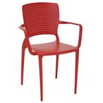 Conjuntode4CadeirasPlasticasTramontinaSafiraemPolipropilenoeFibradeVidrocomBracosVermelho