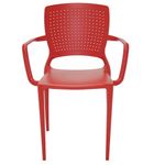 Conjuntode4CadeirasPlasticasTramontinaSafiraemPolipropilenoeFibradeVidrocomBracosVermelho