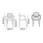 Conjuntode4CadeirasPlasticasTramontinaSafiraemPolipropilenoeFibradeVidrocomBracosVermelho