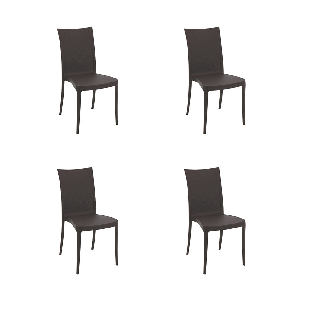 Conjunto de 4 Cadeiras Tramontina Vanda Marrom