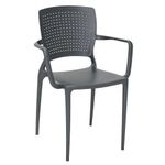 Conjuntode4CadeirasPlasticasTramontinaSafiraemPolipropilenoeFibradeVidrocomBracosGrafite