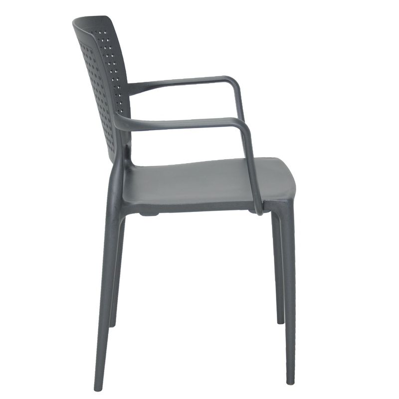 Conjuntode4CadeirasPlasticasTramontinaSafiraemPolipropilenoeFibradeVidrocomBracosGrafite