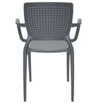 Conjuntode4CadeirasPlasticasTramontinaSafiraemPolipropilenoeFibradeVidrocomBracosGrafite