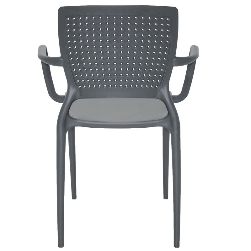 Conjuntode4CadeirasPlasticasTramontinaSafiraemPolipropilenoeFibradeVidrocomBracosGrafite