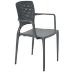 Conjuntode4CadeirasPlasticasTramontinaSafiraemPolipropilenoeFibradeVidrocomBracosGrafite