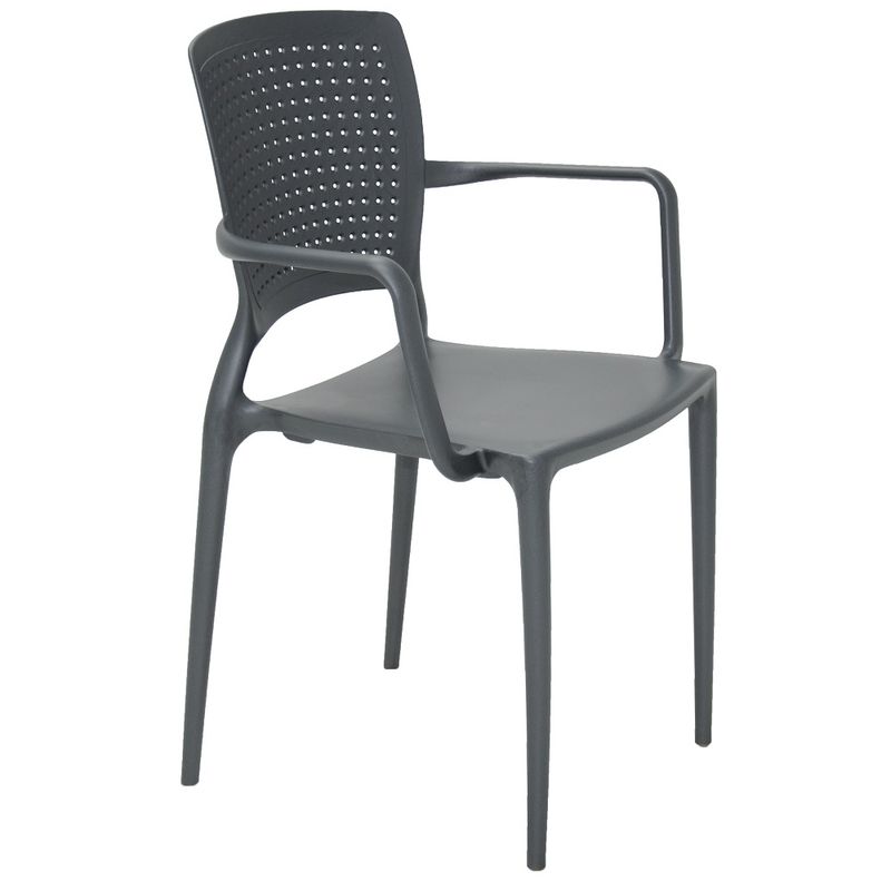 Conjuntode4CadeirasPlasticasTramontinaSafiraemPolipropilenoeFibradeVidrocomBracosGrafite