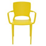 Conjuntode4CadeirasPlasticasTramontinaSafiraemPolipropilenoeFibradeVidrocomBracosAmarelo