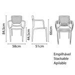 Conjuntode4CadeirasPlasticasTramontinaSafiraemPolipropilenoeFibradeVidrocomBracosAmarelo