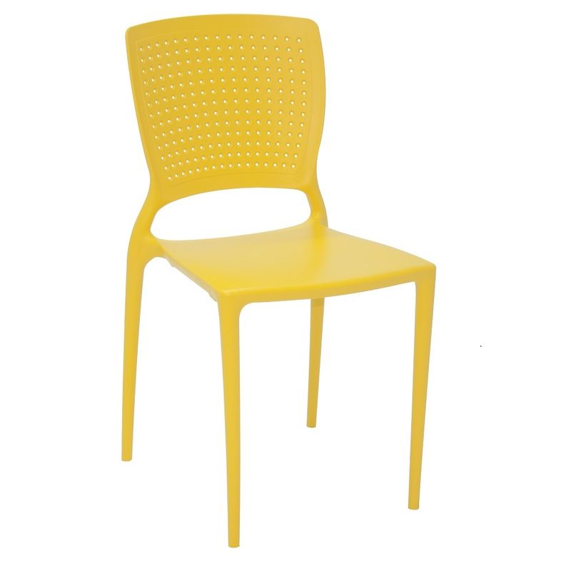Conjuntode4CadeirasPlasticasTramontinaSafiraemPolipropilenoeFibradeVidroAmarela