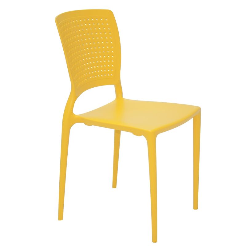 Conjuntode4CadeirasPlasticasTramontinaSafiraemPolipropilenoeFibradeVidroAmarela